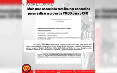 Mais uma associada tem liminar concedida para realiza a prova do CFO da PMGO
