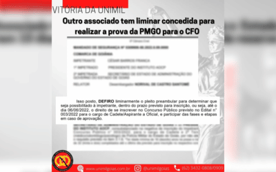 Outro associado tem liminar concedida para realiza a prova do CFO da PMGO