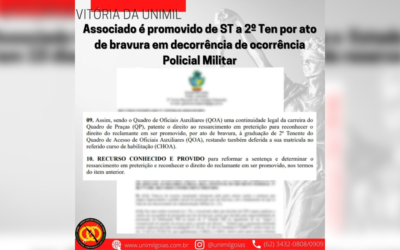 Associado é promovido por ato de bravura em decorrência de ocorrência Policial Militar, de Subtenente ao Posto de 2° Tenente