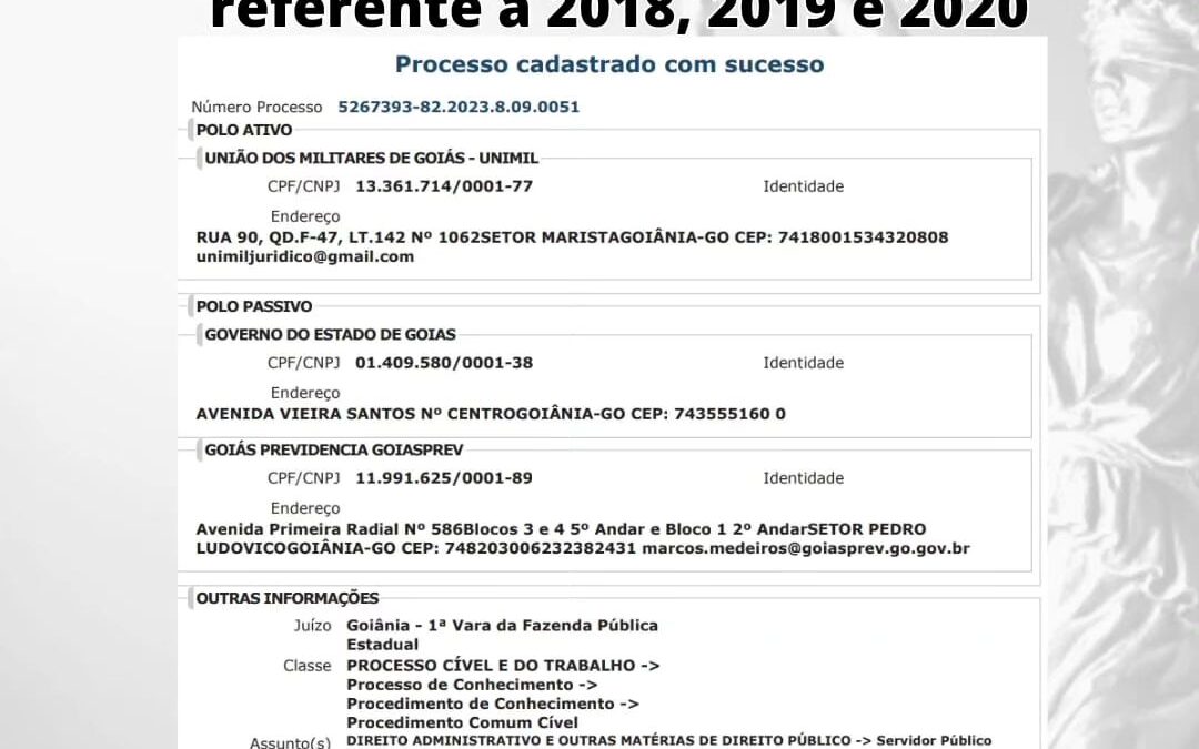 DATA-BASE: UNIMIL protocola ação referente à 2018, 2019 e 2020