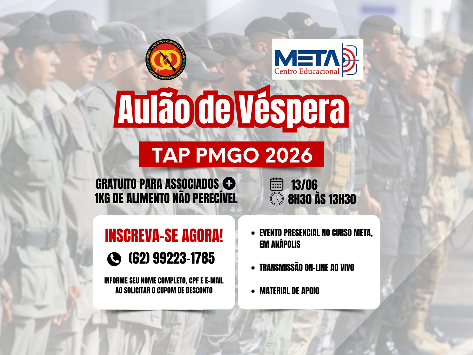 Aulão de véspera TAP 2026: Associados da UNIMIL Goiás têm acesso gratuito